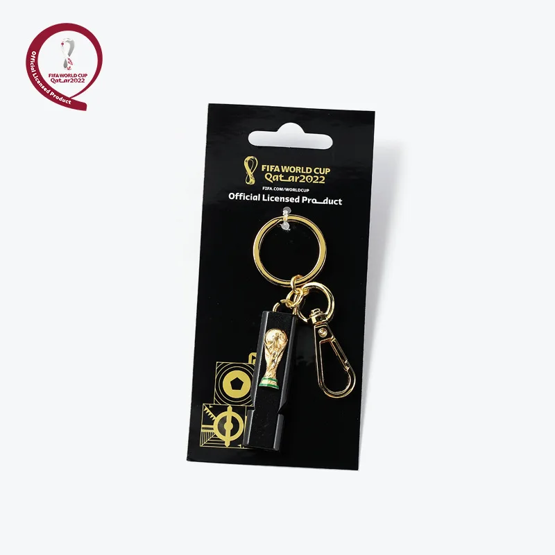 

Official authentic 2022 Qatar world cup semi three dimensional gold cup whistle key chain f22-kc-0014