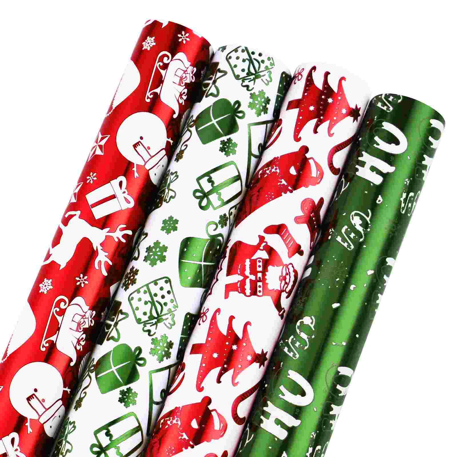 

Paper Wrapping Christmasgift Wrappers Candy Roll Santa Snowflakes Gold Tin Rolls Wrap Metallic Shinecollection A