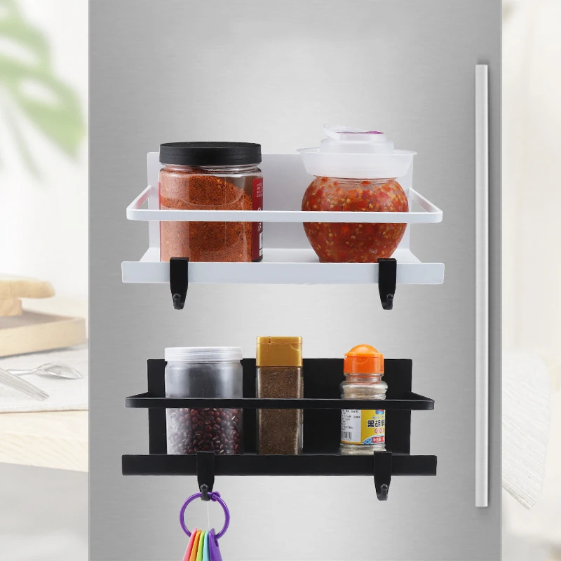 

Kitchen Magnetic Storage Rack Refrigerator Rack Japanese-style Punch-free Iron Solid Color Material Suction Iron Storage Rack