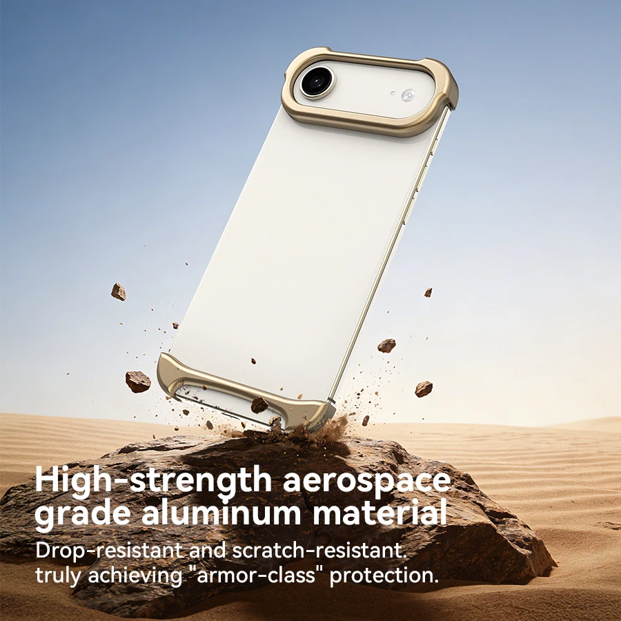 Фото Чехол для iPhone 17 Pro Max / Air 17Pro из 100% алюминия и каучука SEBS, безрамочный, с теплоотводом №2