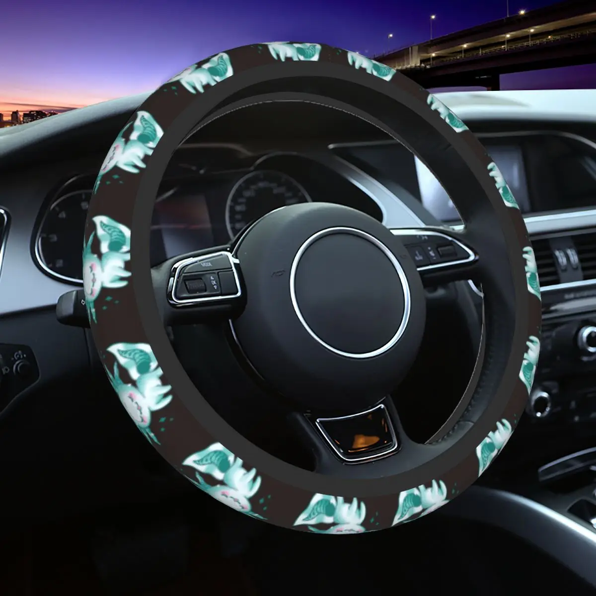 

37-38 Car Steering Wheel Covers Axolotl Sea Animal Universal Auto Decoration Fashion Car Accessories