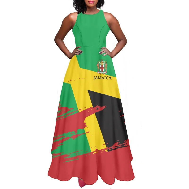 

Jamaica Design Women Prom Dress Clothing Comfortable Girls Sleeveless Dresses Dropshipping One Piece Ladies Long Flare Sundress