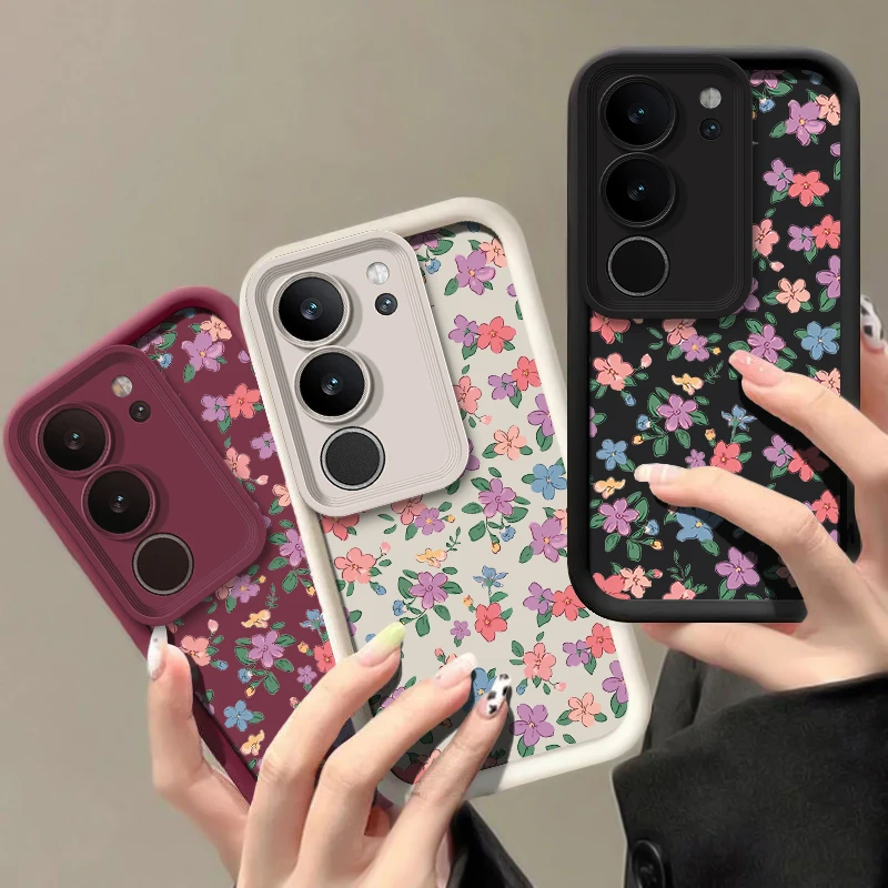 New Fashion Flowers Pattern Case For Vivo S17 S16E S15 S12 S1 Pro Shockproof Silicone Camera Lens Protection Soft Phone Cover