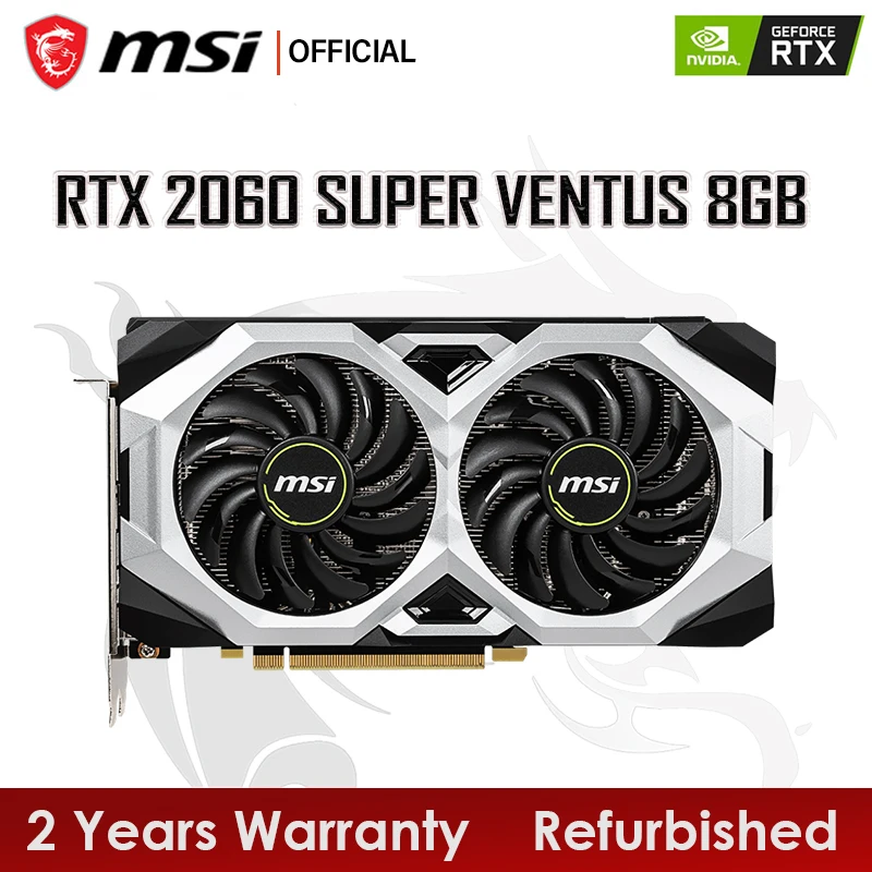 Бывшая в употреблении Видеокарта MSI GeForce RTX 2060 SUPER VENTUS 8G GDDR6 256bit DP * 3 HDMI * 1 8Pin видеокарта с поддержкой процессора AMD Intel