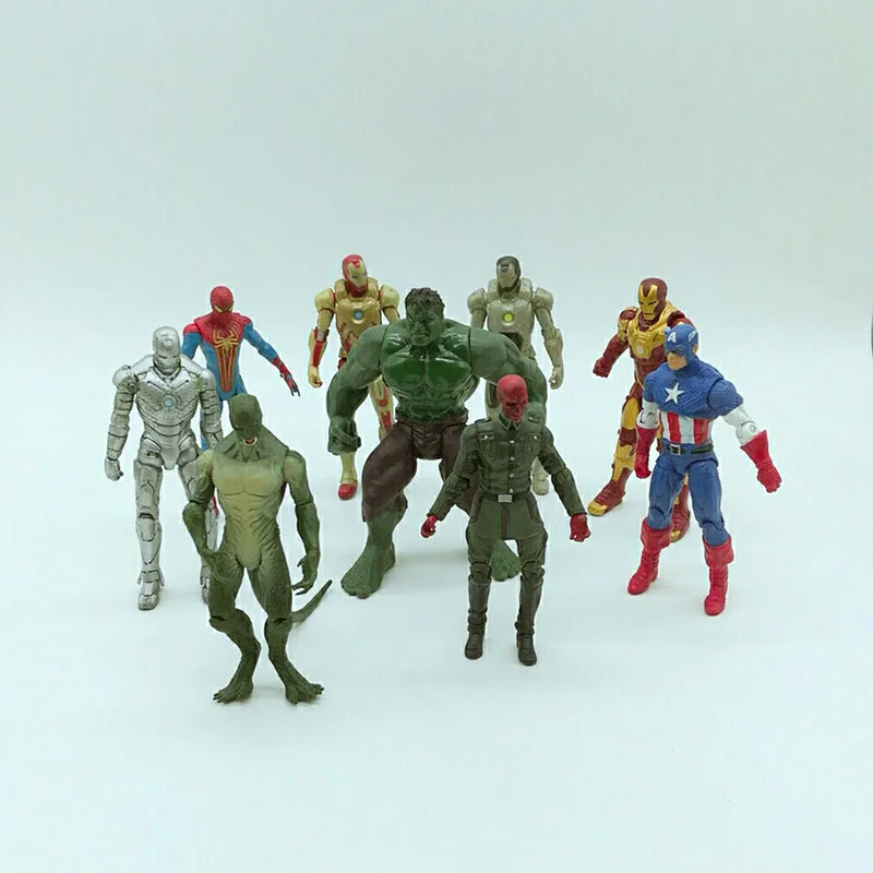 

Фигурки героев комиксов Marvel: Мстители, Капитан Америка, Человек-паук, Железный человек, шарниры Халка, подвижная экшн-фигурка, игрушки-модел...
