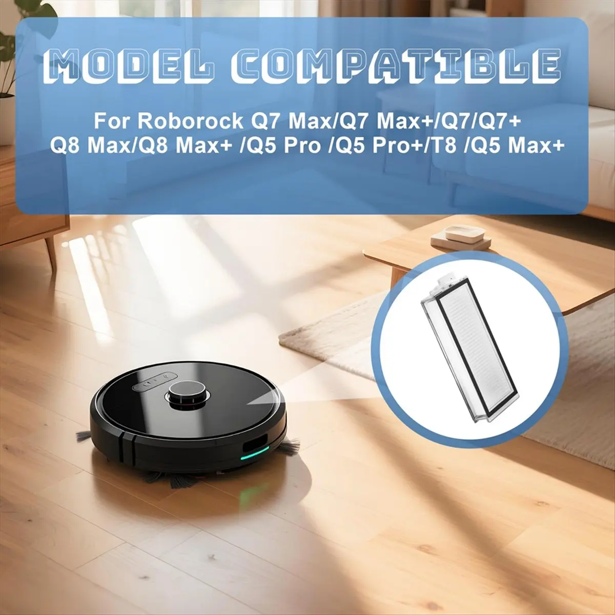 Фото (ABPO) 6 шт. HEPA-фильтров для Roborock Q5/Q7/Q8 Max+ и T8 - моющиеся, многоразовые, для роботов-пылесосов №4