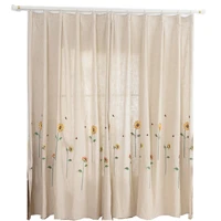 2022 simple pastoral sunflower embroidery embroidered linen curtains for living room bedroom balcony blackout curtains