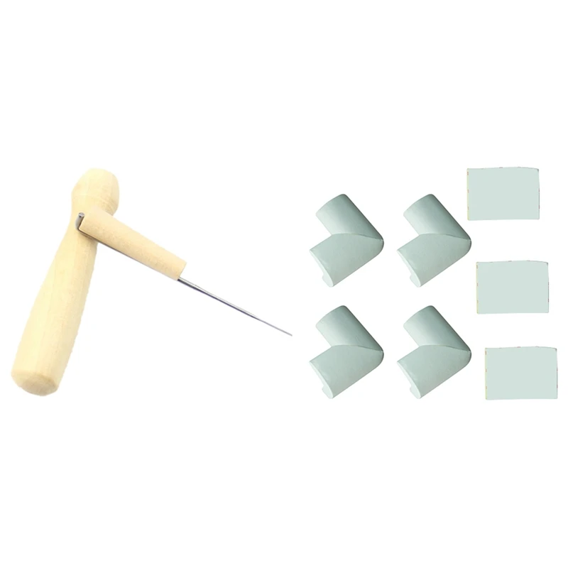 

4Pcs Baby Safety Corner Cushions Desk Table Cover Protector & 1Pcs Felting Needle Wooden Handle Holder DIY Tool