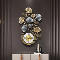 new chinese ginkgo leaf wall clock living room porch decoration clock home art light luxury silent wall clock wall clock