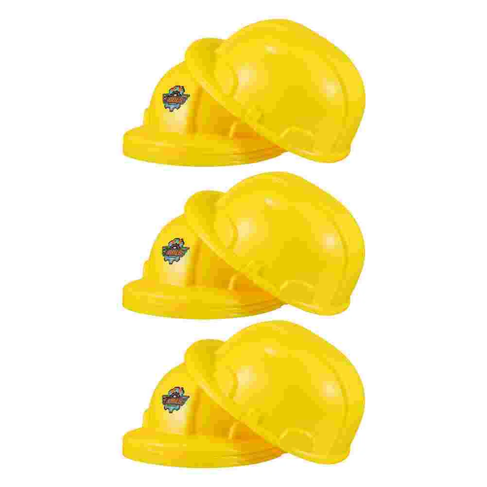 

12 Pcs Tool Hat Kids Plastic Hats Toddlers Toys Construction Party Plaything Worker Soft Yellow