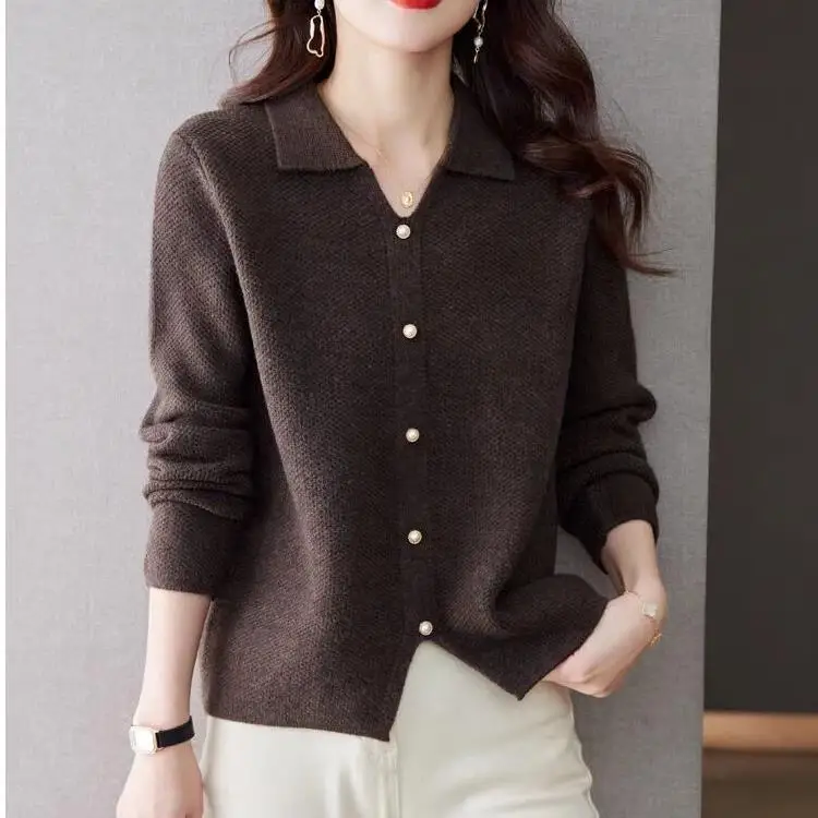 Женская одежда в западном стиле элегантный вязаный Топ весна-осень 2024 зима