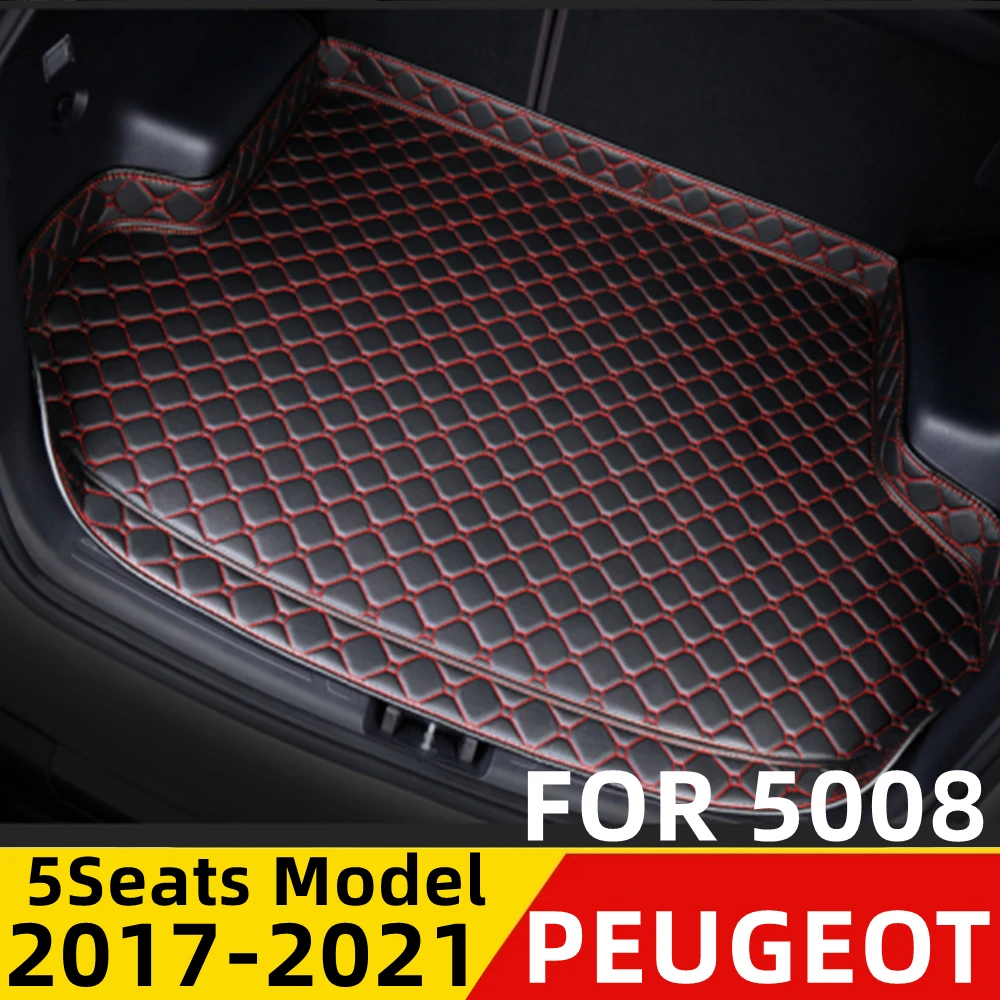 

Автомобильный коврик для багажника Peugeot 5008, 5 сидений, 2017-21, высокая сторона, водонепроницаемый задний грузовой коврик, коврик, автомобильные аксессуары, подкладка для багажника