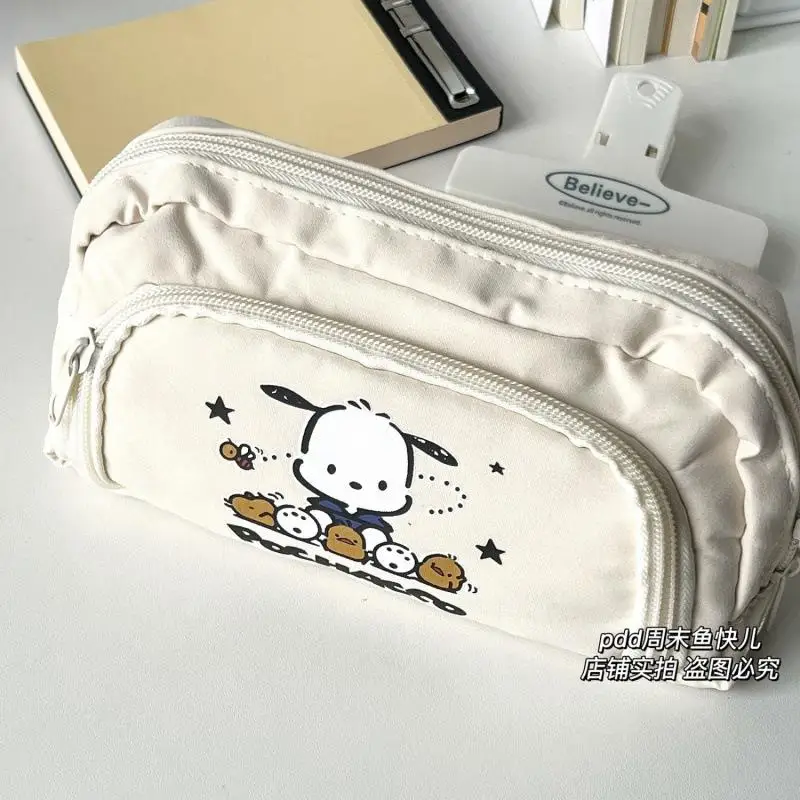 

Kawaii Sanrio Pachacco Flip Multi-Storey Pencil Case Large Capacity Stationery Supplies Storage Bag for Student Gift Accessories