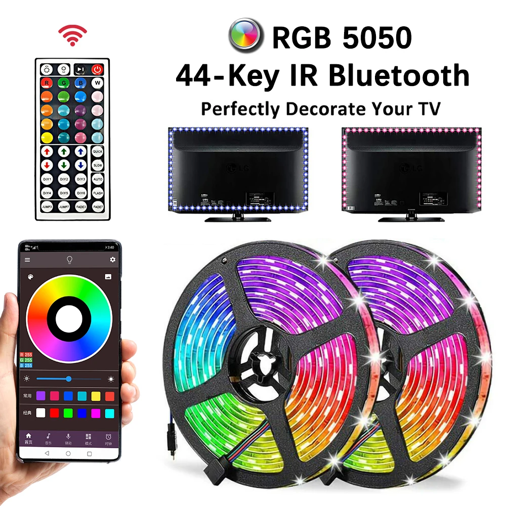 

10m 5050 usb Rgb led strip lights wedding decoration bedroom home appliance kitchen led lights for room decor camping light