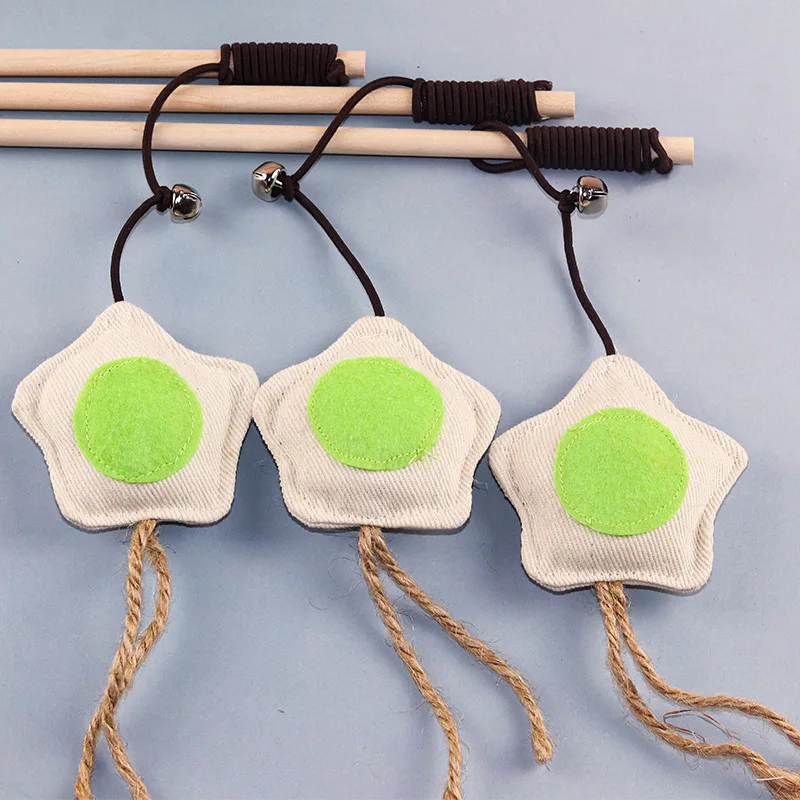 

Cat Stick Interactive Cat Toy for Kitten Playing Teaser Wand Toy Cat Supplies Funny Feather Star with Bell Flopping Fish Cat Toy