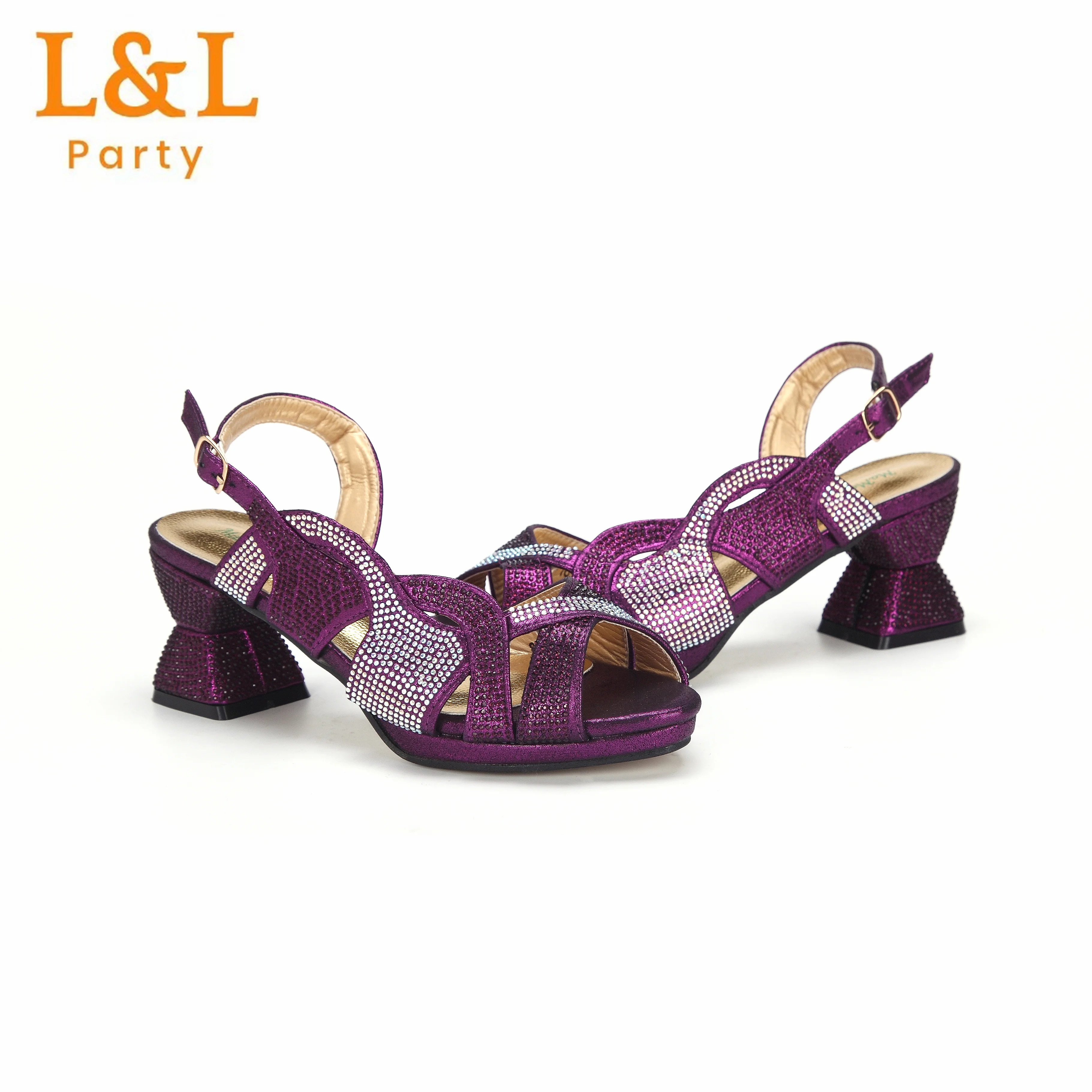Женские сандалии Hott на высоком каблуке с открытым носком туфли фиолетового цвета