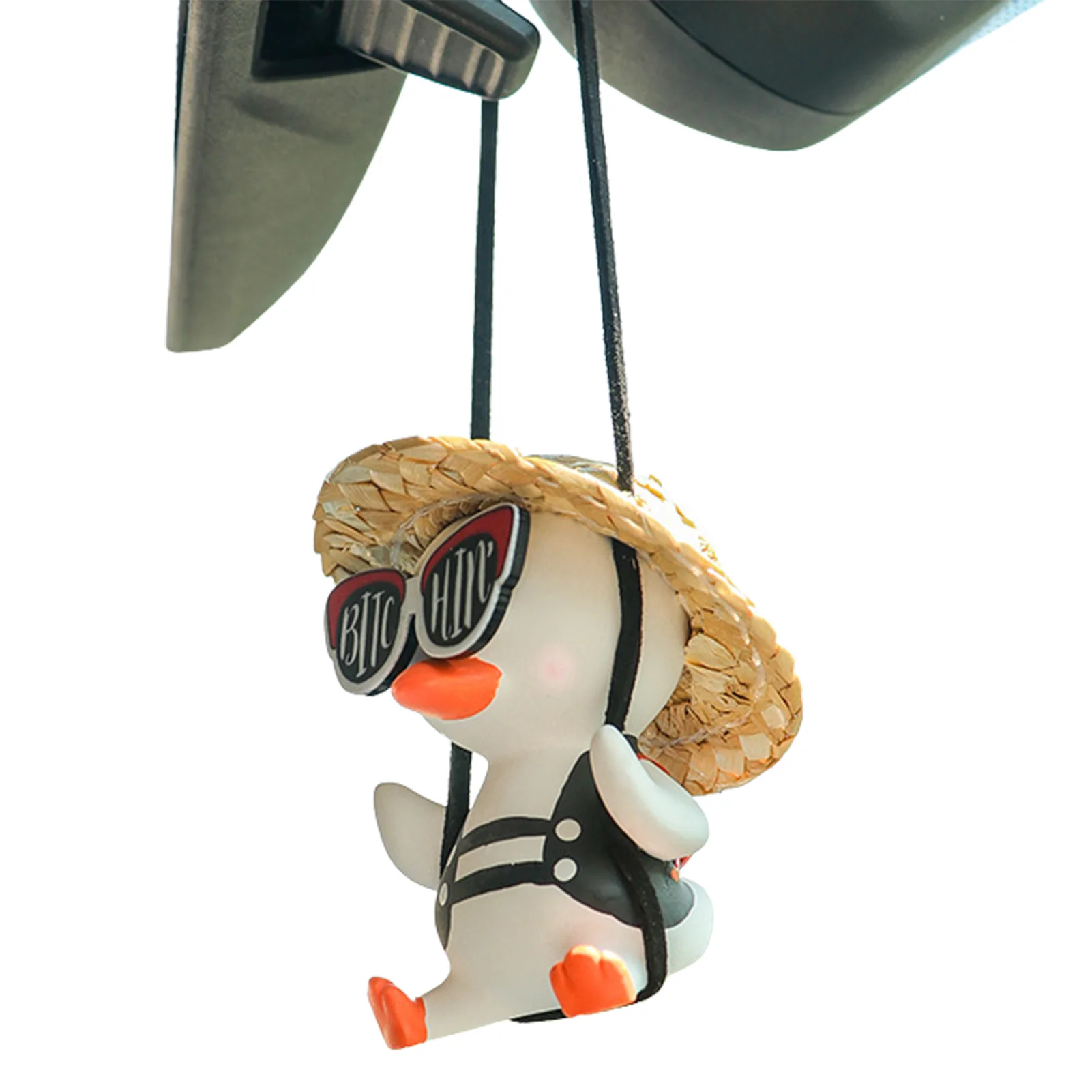 

Cute Swing Duck Pendant Car Accessories Interior Anime Straw Hat Duck Charm Car Rearview Mirror Ornaments Hanging Decor Gift