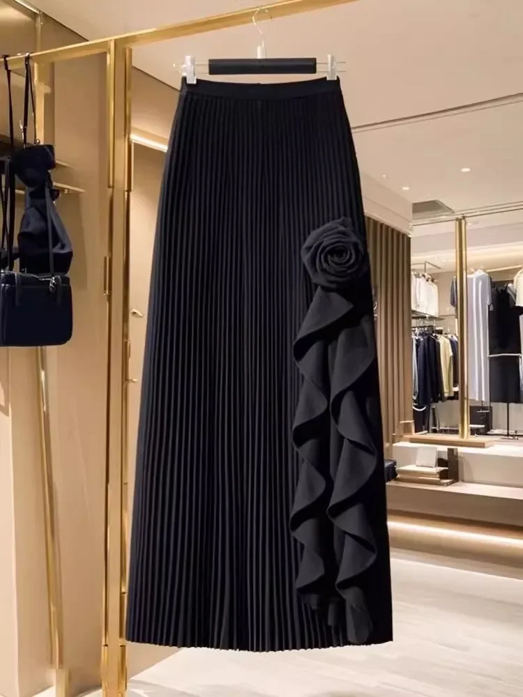 Элегантные милые макси-юбки-миди женские длинные тонкие розовые юбки