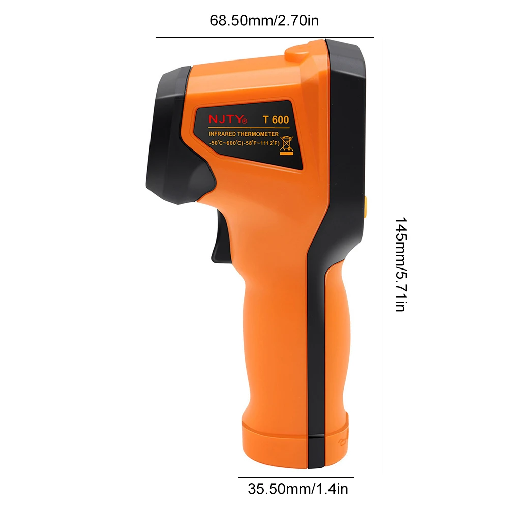 Инфракрасный термометр с подсветкой ручной до 600 градусов по Цельсию цифровой