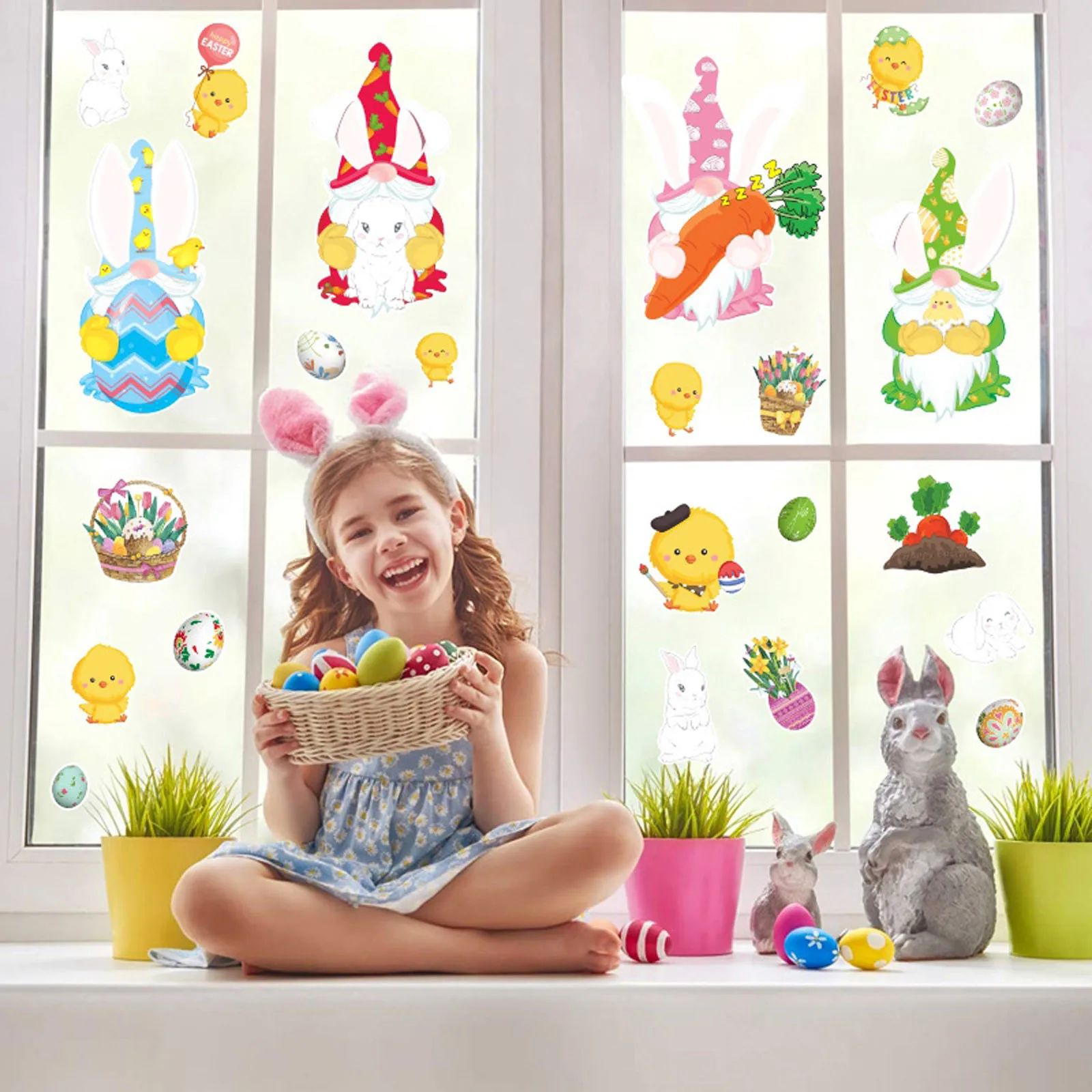 

Wall Stickers Women Bedroom Stickers Day Stickers Window Stickers Static Glass Easter Stickers for Ceiling Wall Plug Sticker