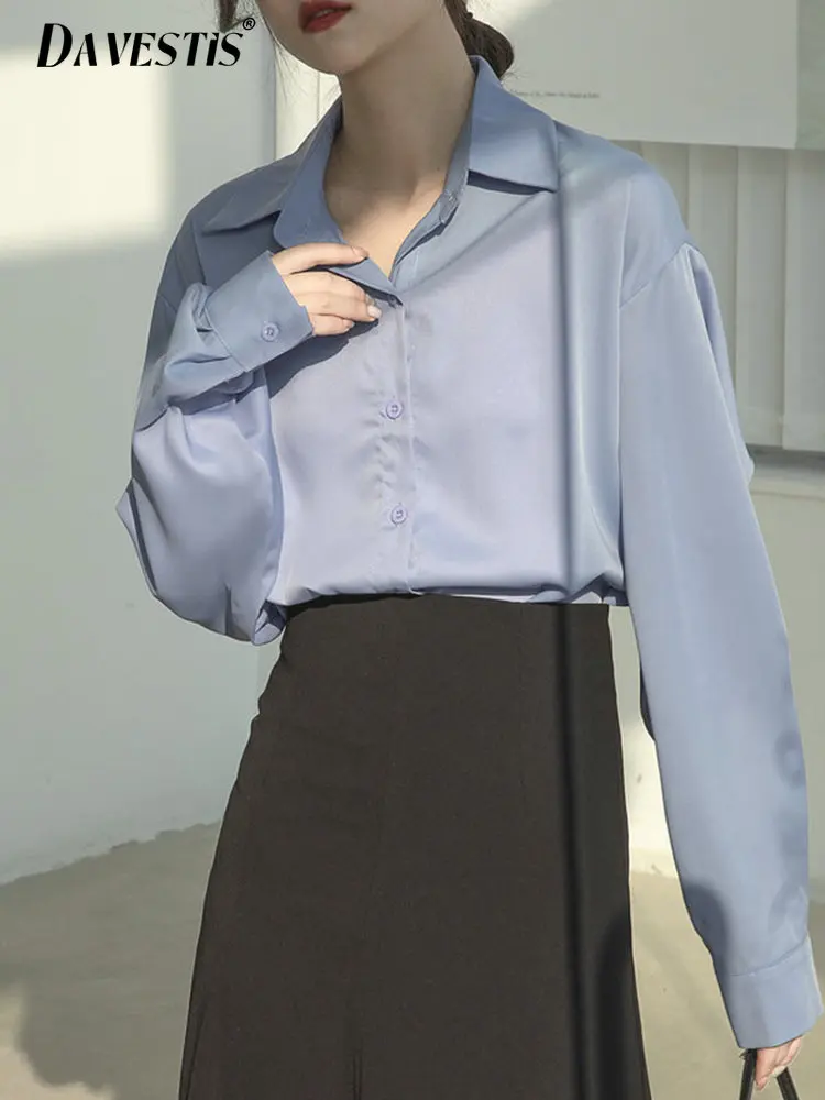 

Simple Solid Color Chiffon Shirt Women 2023 Spring Summer Korean Style Fashion Loose Long Sleeve Blouses Ladies Office Shirt