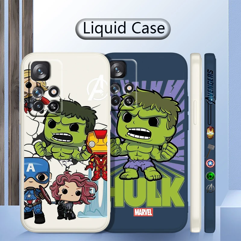 

Marvel Hulk Cute For Redmi K50 K40 K30 K20 10C X 9C AT A 8A 7A Gaming Pro Plus Liquid Left Rope Silicone Phone Case