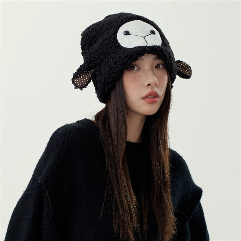1 шт. плюшевая утолщенная теплая пуловерная шапка из овечьей шерсти Y2K для женщин