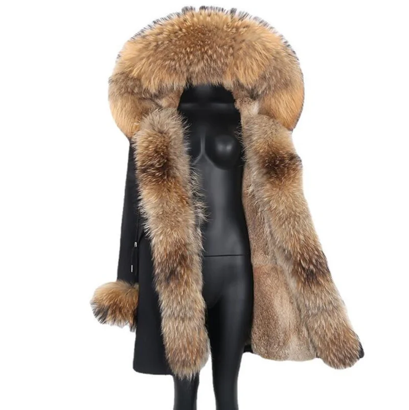 2023 FAUX Fox Furr Coat FAUX Fox Fur Collar Warm Big Fur Outerwear Detachable Female Long Parka Women Fashion Winter Jacket images - 6