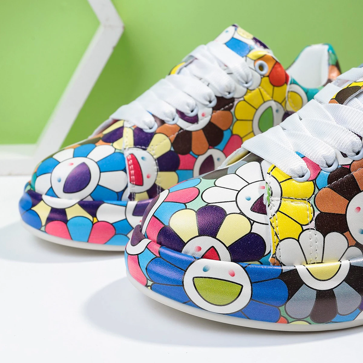 Women's Sneakers Summer Autumn Fashion Platform Outdoor Sneakers Trend Graffiti Shoes Comfortable Lace-up Flat Sneakers