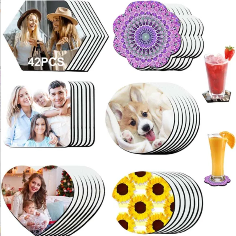 

Sublimation Coasters Blanks Sublimation Car Cup Coasters of various shapes Heat Press Car Cup Holder Cup Mat For DIY