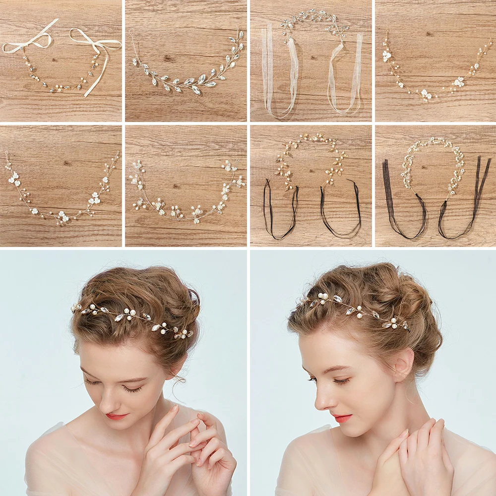 Женская повязка на голову с жемчугом Стразы Свадебные украшения Аксессуары для