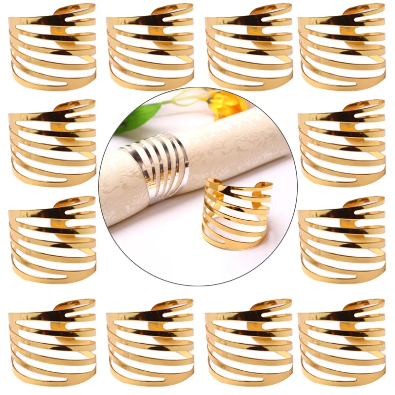 

6PCS/Simple and modern open striped napkin ring table top decoration for hotel wedding family party