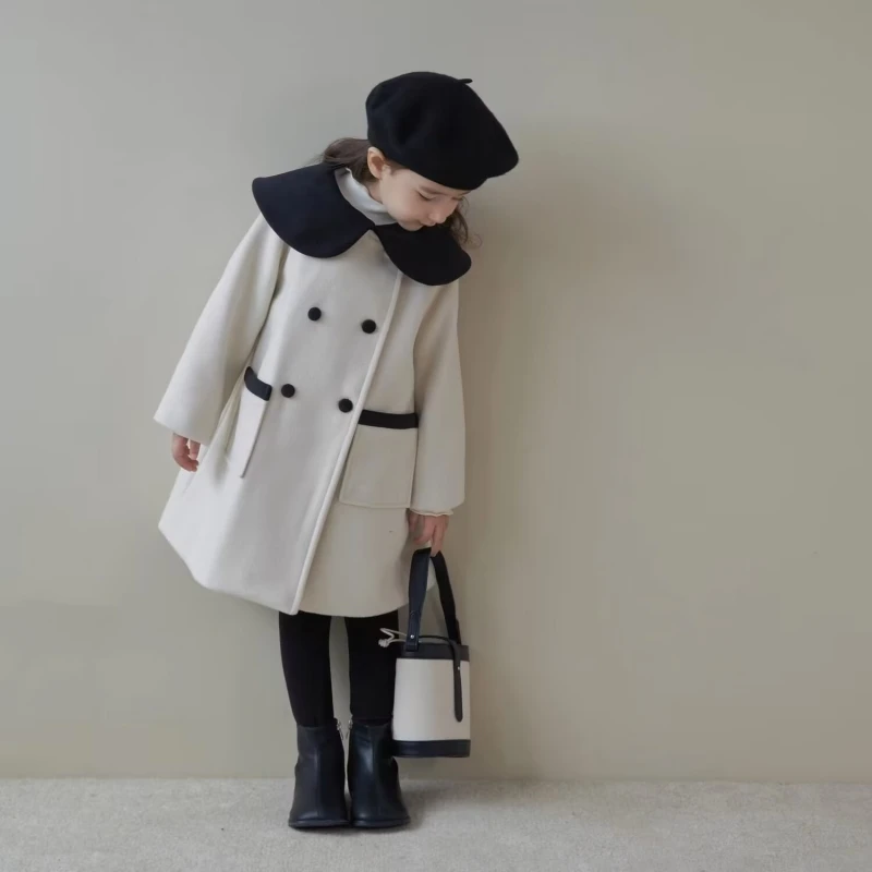 

Шерстяное пальто для девочек, пальто, ветровка, 2023, недорогая теплая плотная зимняя хлопковая спортивная одежда, спортивная детская одежда