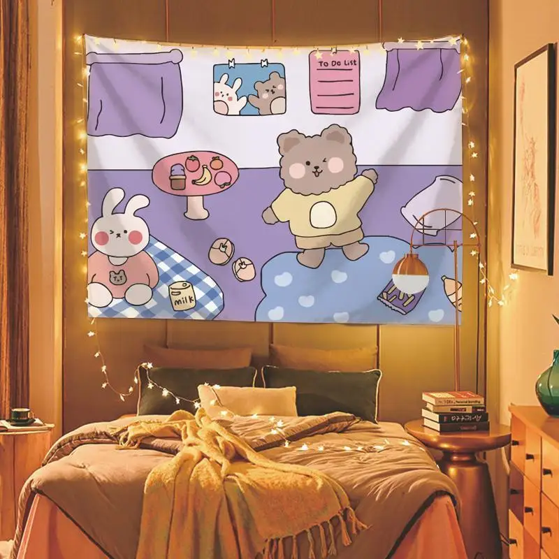 

Гобелен, крутой милый медведь, подвесной тканевый фон, настенное покрытие, украшение для дома, настенное одеяло, настенная Подвеска для спал...