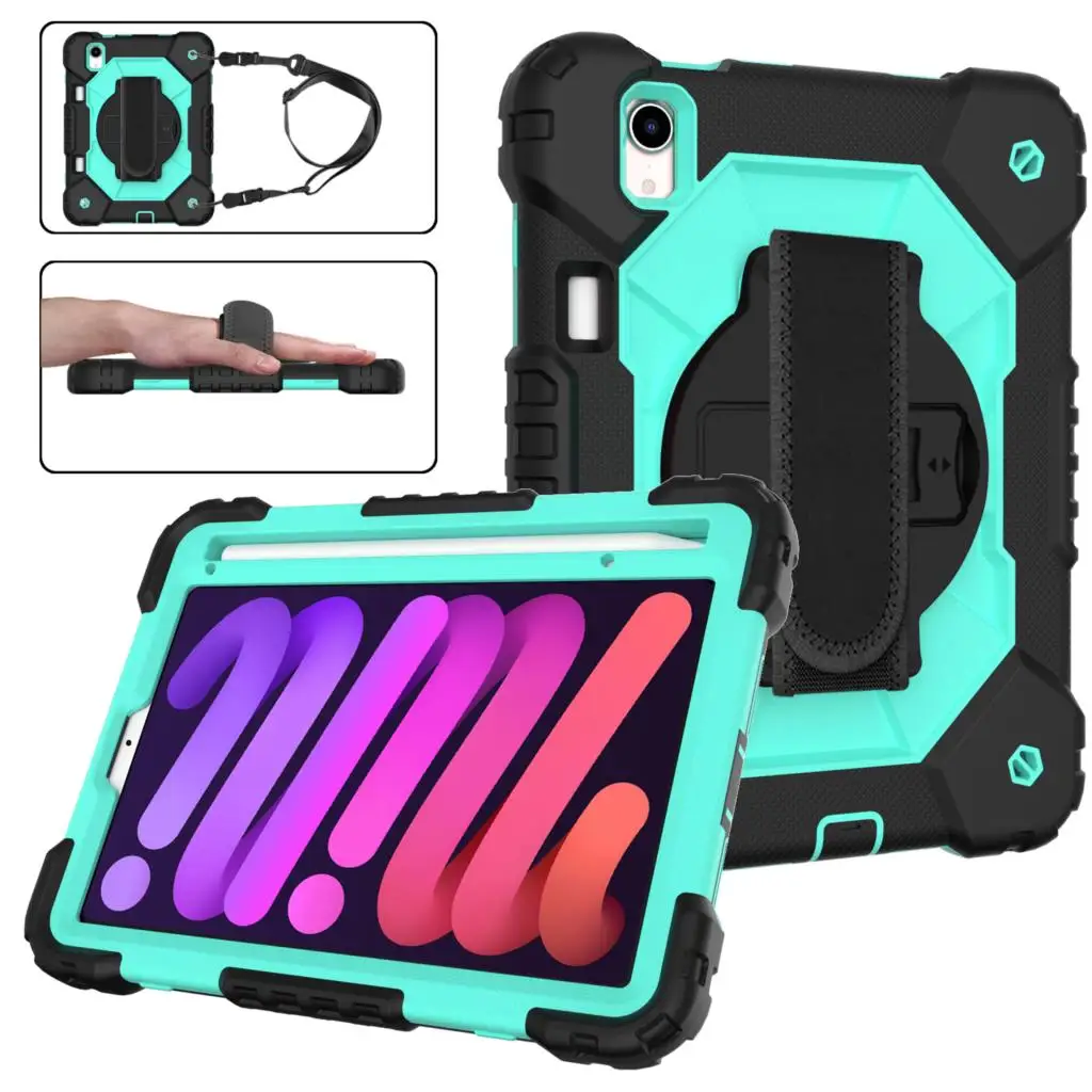 

For iPad Mini 6 8.3 2021 Air2 Armor Kids Case For Ipad 9.7 Pro 9.7 10.2 2021 Tough Silicone Rugged PC Shockproof Tablet Cover