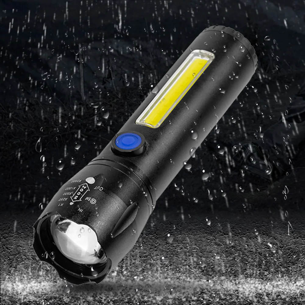 

Portable Camping Flashlight Telescopic Zoom Waterproof COB LED Flashlight USB Rechargeable for Travel Camping Hiking Adventure