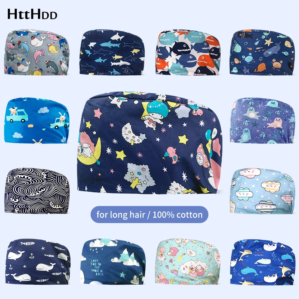 

Unisex 100% Cotton Medical Accessories Scrub Cap Pharmacist Clinic Hat Dentist Surgical Cap Nurse Working Caps Pet Hospital Hats