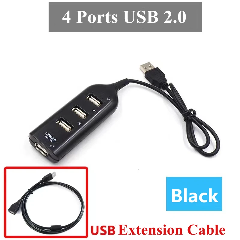 

YelWong 4 Ports USB HUB 2.0 Mini Multi USB Splitter 4 in 1 Expander Multiple Port For PC Laptop Notebook Computer Windows Mac