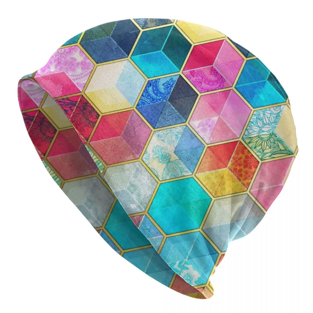 

Crystal Boho Honeycomb Cube - Colorful Hexagon Pattern Men's Hats Men's Kpop Hat Men's Hat Men's Bandana Non-fading Portable