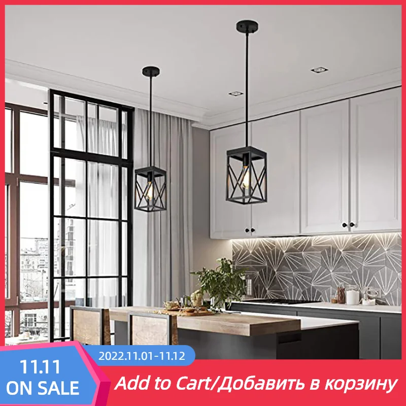 

Люстра с абажуром в классическом ретро-стиле, потолочный светильник В индустриальном стиле с геометрическим оттенком, Проволочная рама, лампа для светильник