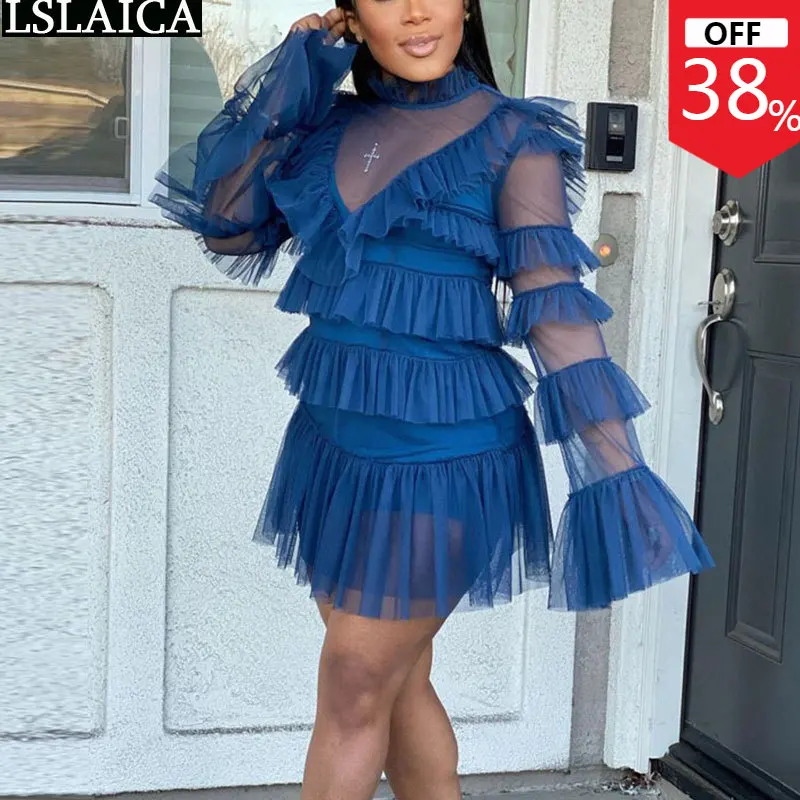 

Комплект из 2 предметов, женское платье, модный наряд, осенне-Летнее мини-платье на бретельках и Сетчатое платье в стиле пэчворк с длинными р...