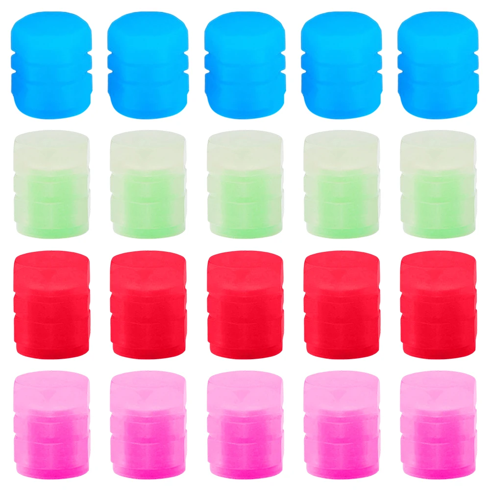 

20PCS Colorful Luminous Car Tire Valve Caps Universal Car Wheel Tire Valve Cap Stem Covers Glowing Dust-proof Auto Valve Caps
