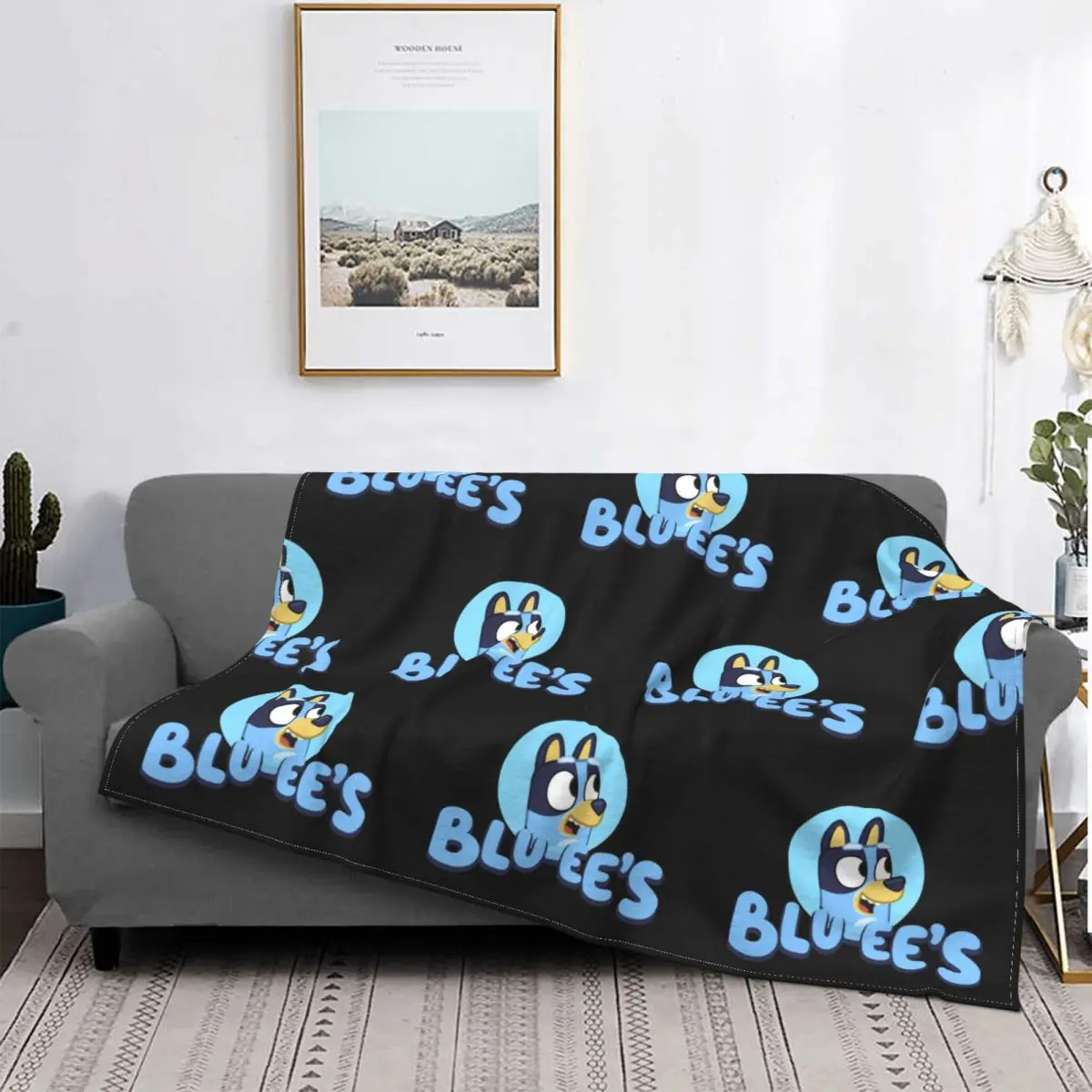 

Флисовое одеяло Blueys с забавной собакой, покрывало с мультяшным рисунком, ультрамягкое покрывало для спальни