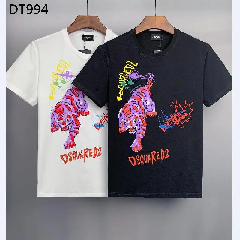 

New Italian Fashion Brand Dsquared2 Men's Advanced Tiger Printing Short-Sleeved T-Shirt Men Clothing Graphic T Shirts Dean Dan