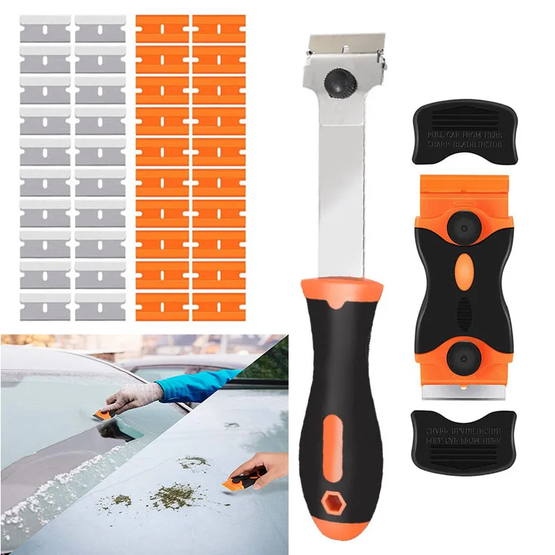 

Double-Sided Scraper With Plastic Handle Blade Combination Portable And Replaceable Multifunctional Double-Sided Scraper Tool