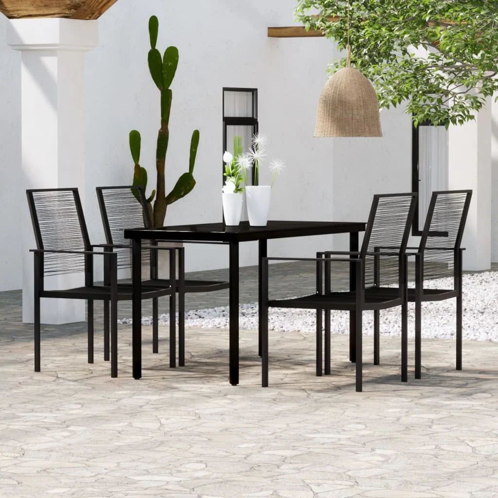 

5 Piece Garden Dining Set,Patio Table and Chair Set, Black