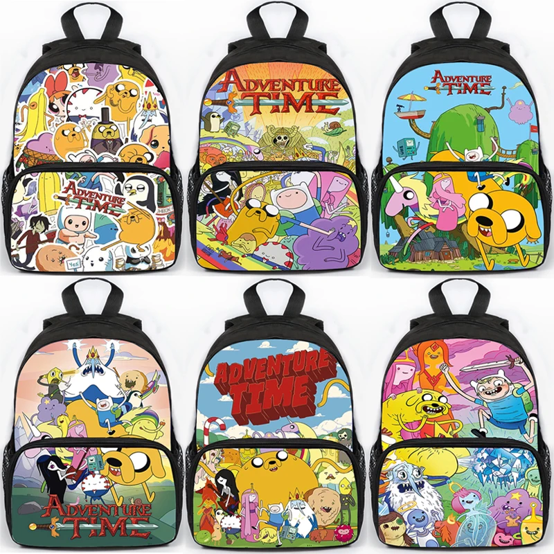 

New Adventure Time Backpack Kids Anime School Bags Cartoon Finn And Jake 3D Print Backpacks For Boys Girls Canvas Book Bag Gifts