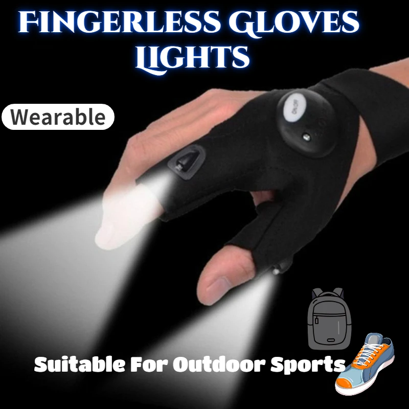 

Fingerless Gloves Lights Creative Portable Night Lights Outdoor Sport Wearable Emergency Lights