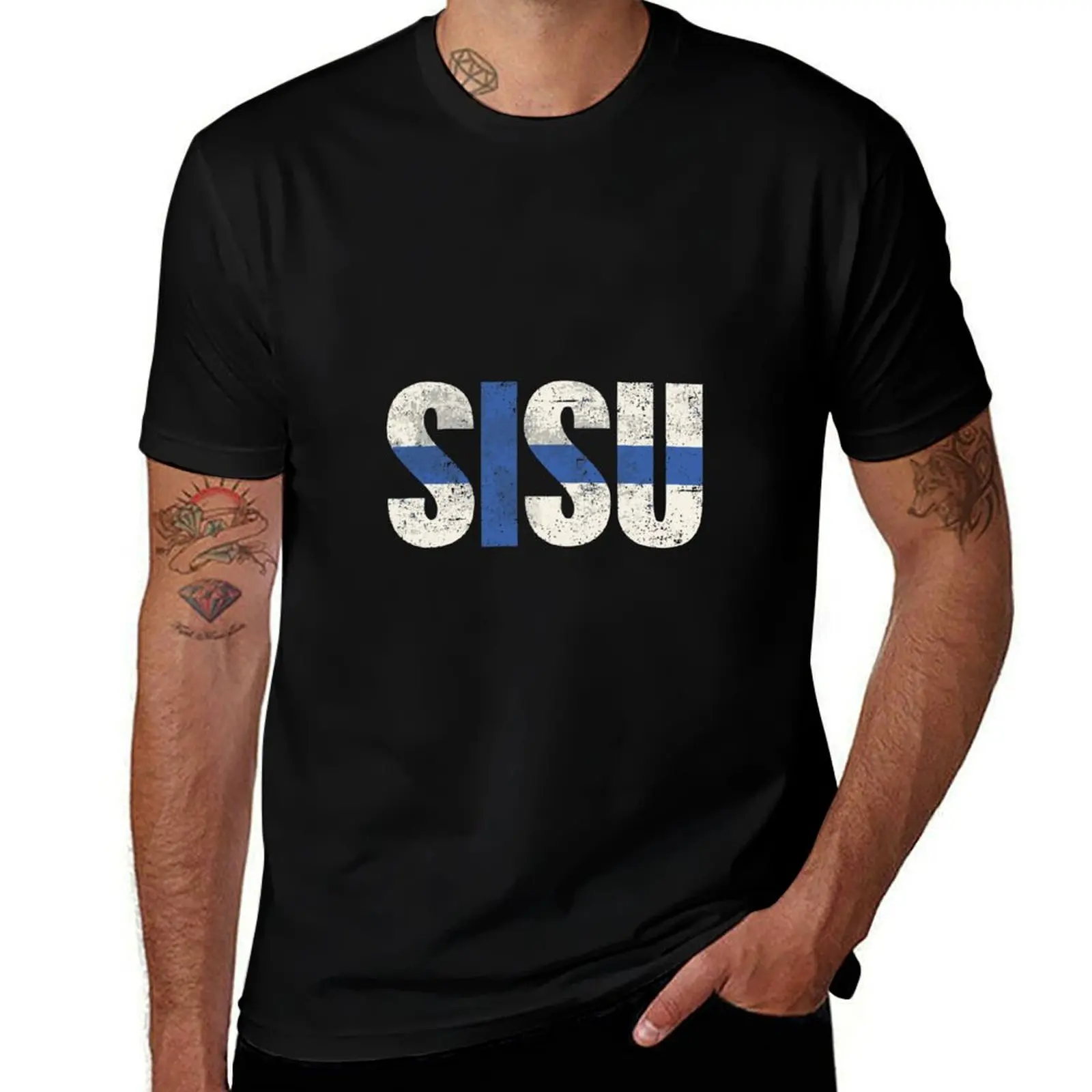 Фото Футболка Sisu с винтажным принтом флагов Финляндии, повседневная футболка с узором, футболка с принтом 