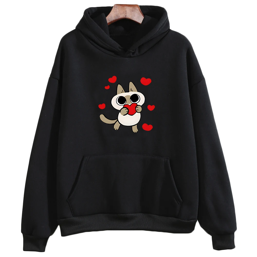 

Siamese Cat Azuki Is The Center of The World Nobeko Oversized Hoodie WOMEN Cartoon Long-sleeved Sweatshirt Fashion Kawaii/Cute